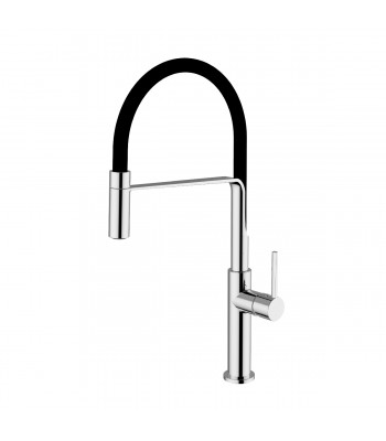 Sink mixer with rubber flexible hose and adjustable handshower 