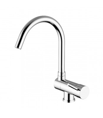 Single-lever one-hole sink mixer with reclining spout for subwindow 