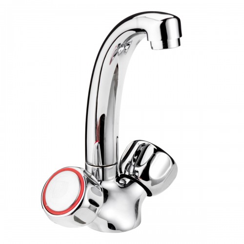 Single-lever one-hole  sink mixer with conical spout movable