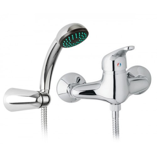 Single-lever external shower mixer with shower kit