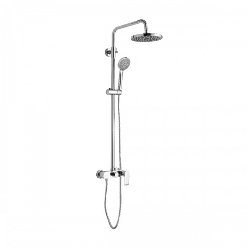 Miscelatore monocomando esterno doccia, completo di colonna doccia, soffione inox Ø200 mm e kit doccia