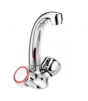 Gruppo lavabo monoforo con canna conica girevole e scarico 1” 1/4"