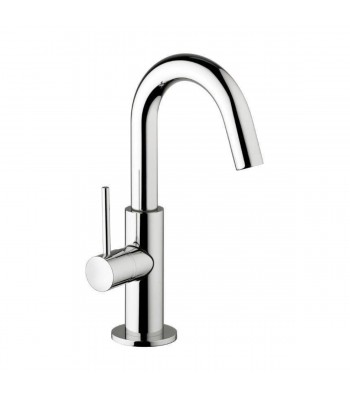 Single-lever basin with 1”1/4 clic-clac pop-up waste  and movable spout