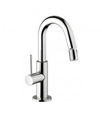 Single-lever bidet mixer with 1”1/4 clic-clac pop-up waste  and movable spout