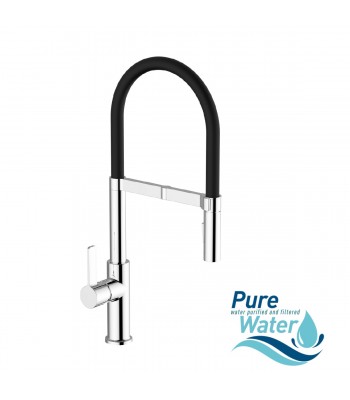 Kitchen sink mixer for water treatment, with separated water flows.