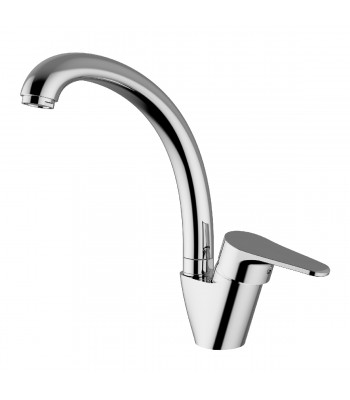 Lateral single-lever one-hole sink mixer with movable spout