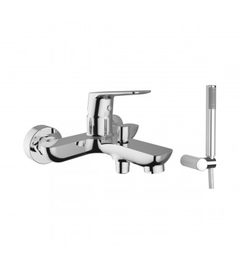 Miscelatore monocomando  vasca esterno con doccia  flessibile cm 150 e supporto