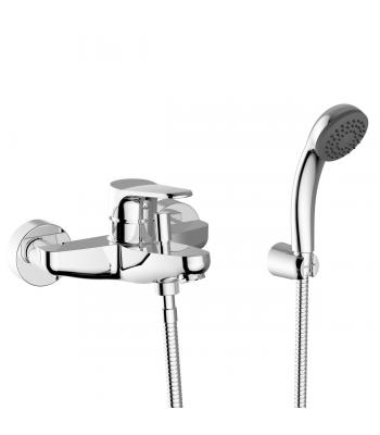 Single-lever external bath mixer with shower kit