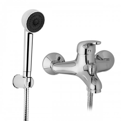 Single-lever external bath mixer with flexible cm 150 and shower support