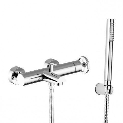 Single-lever external bath mixer with shower kit