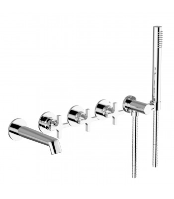 5 holes wall mounted bath mixer with diverter