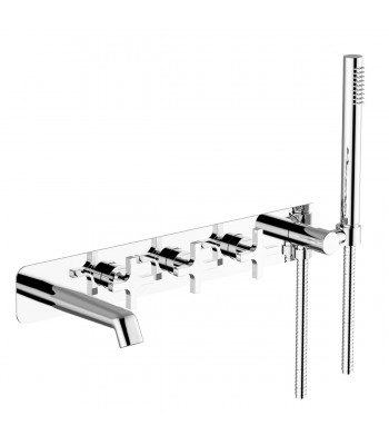 5 holes wall mounted bath mixer with diverter with plate