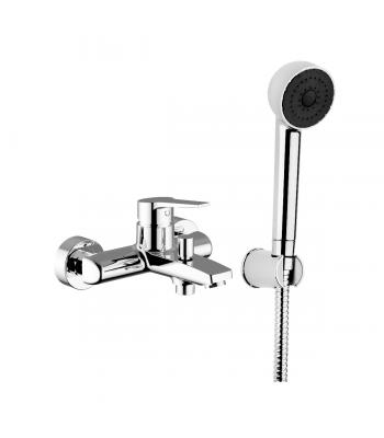 Miscelatore monocomando  vasca esterno con doccia  flessibile cm 150 e supporto