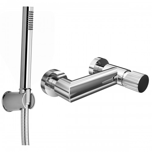 Single lever external shower mixer with shower kit