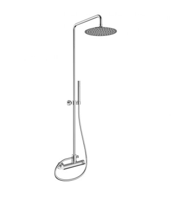 External single lever shower mixer with shower column, inox shower head 200x200 mm and shower kit