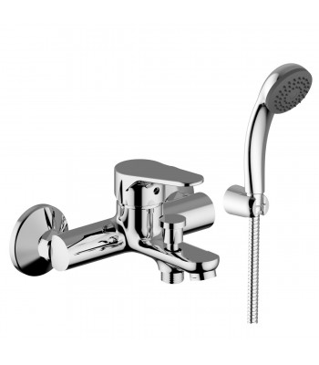 Miscelatore monocomando vasca esterno con doccia flessibile cm 150 e supporto