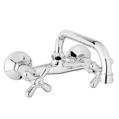 Wall sink mixer with "U" swivel spout