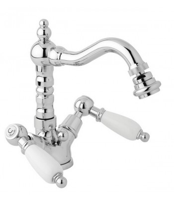 Single hole bidet mixer with swivel spout, automatic pop-up waste - 1" 1/4"