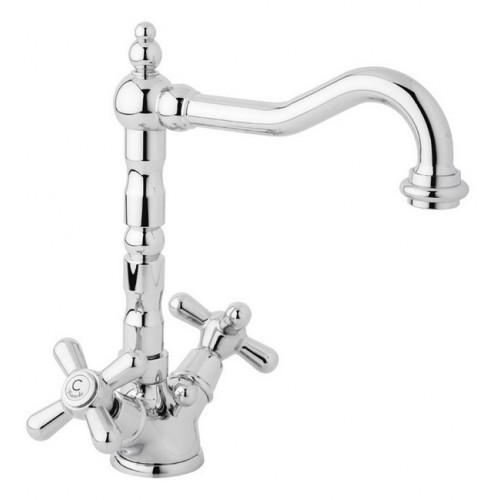 Single hole wash basin mixer with swivel spout, automatic pop-up waste 1" 1/4"
