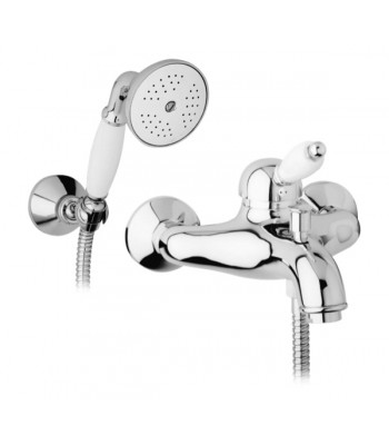 Miscelatore monocomando vasca esterno con doccia flessibile cm 150 e supporto