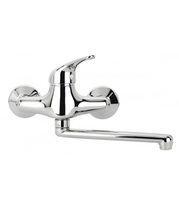 Single-lever wall sink mixer with movable spout cm 20