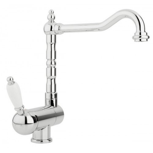 Single-lever one-hole sink mixer with spout under window