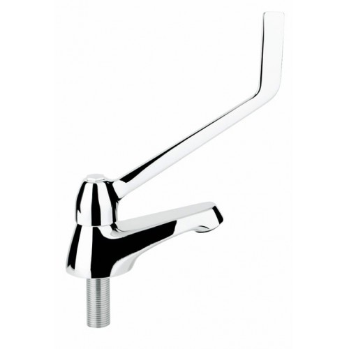 Wall basin pillar tap with sanitary lever