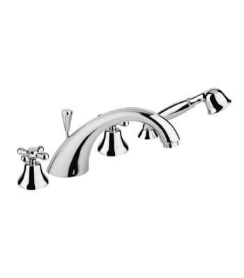 Batteria da bordo vasca 4 fori con doccia