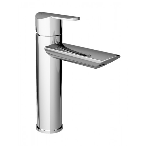 Single lever basin mixer intermediate with long spout and 1" 1/4 pop-up waste