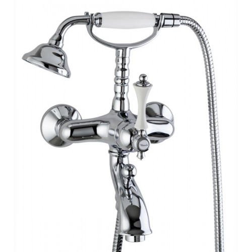 External bath mixer with shower kit