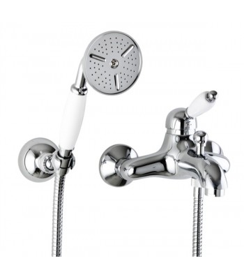 Single-lever external bath mixer with shower kit