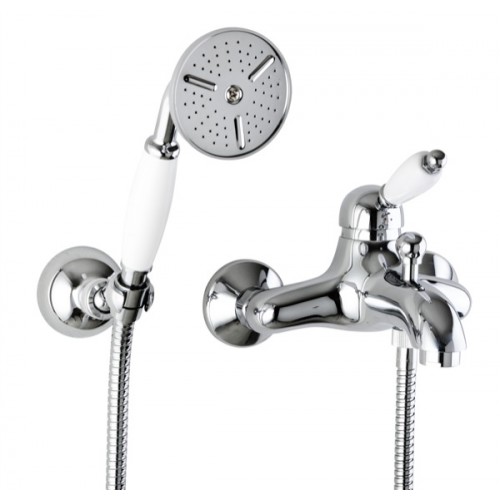 Single-lever external bath mixer with shower kit