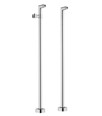 Couple of minimal floor connection pipes for edge of bath