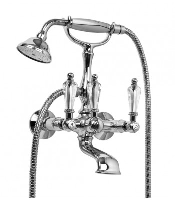 Gruppo vasca esterno con doccia Elegant e flessibile ottone doppia graffatura cm 150