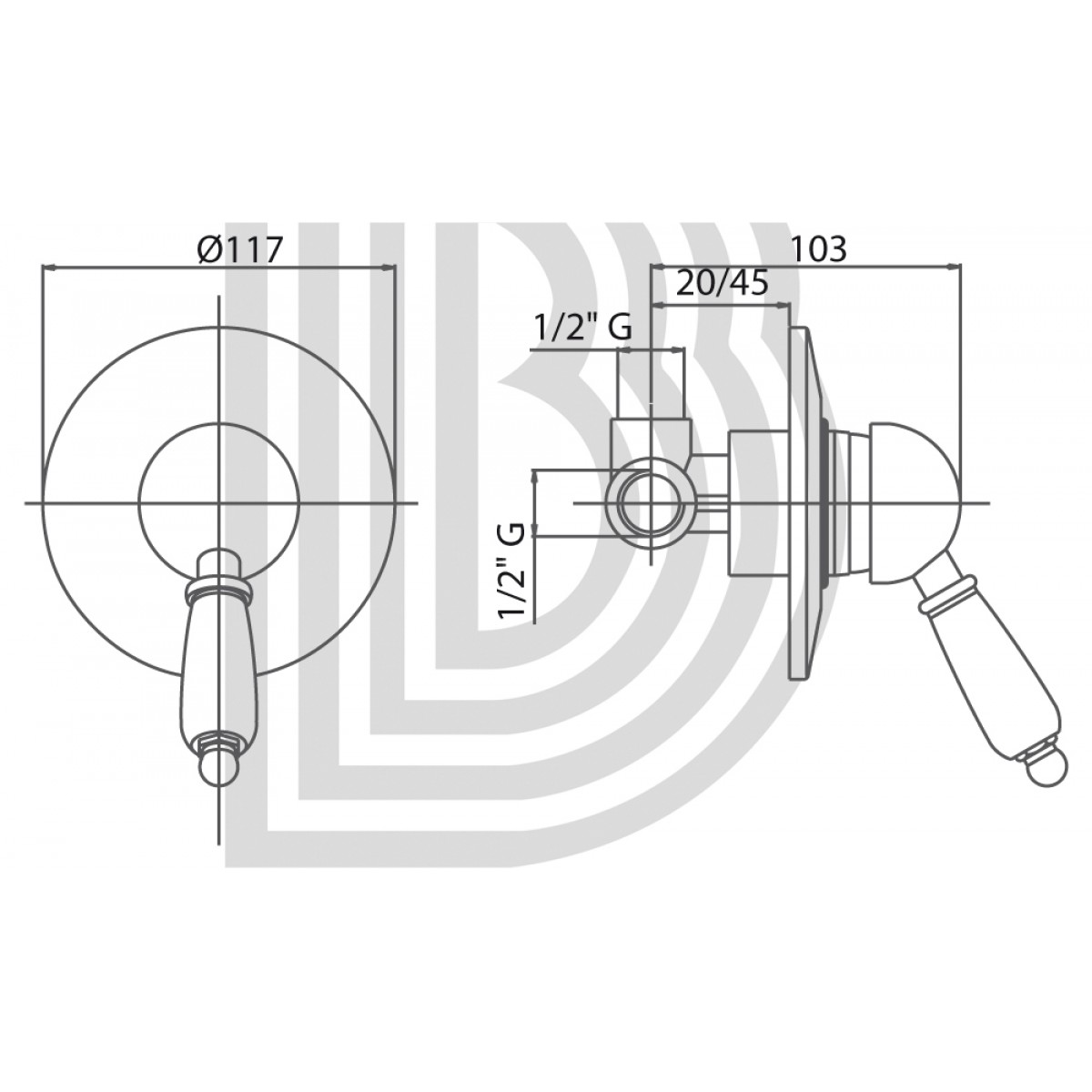 Builtin singlelever shower mixer INDVNT200700