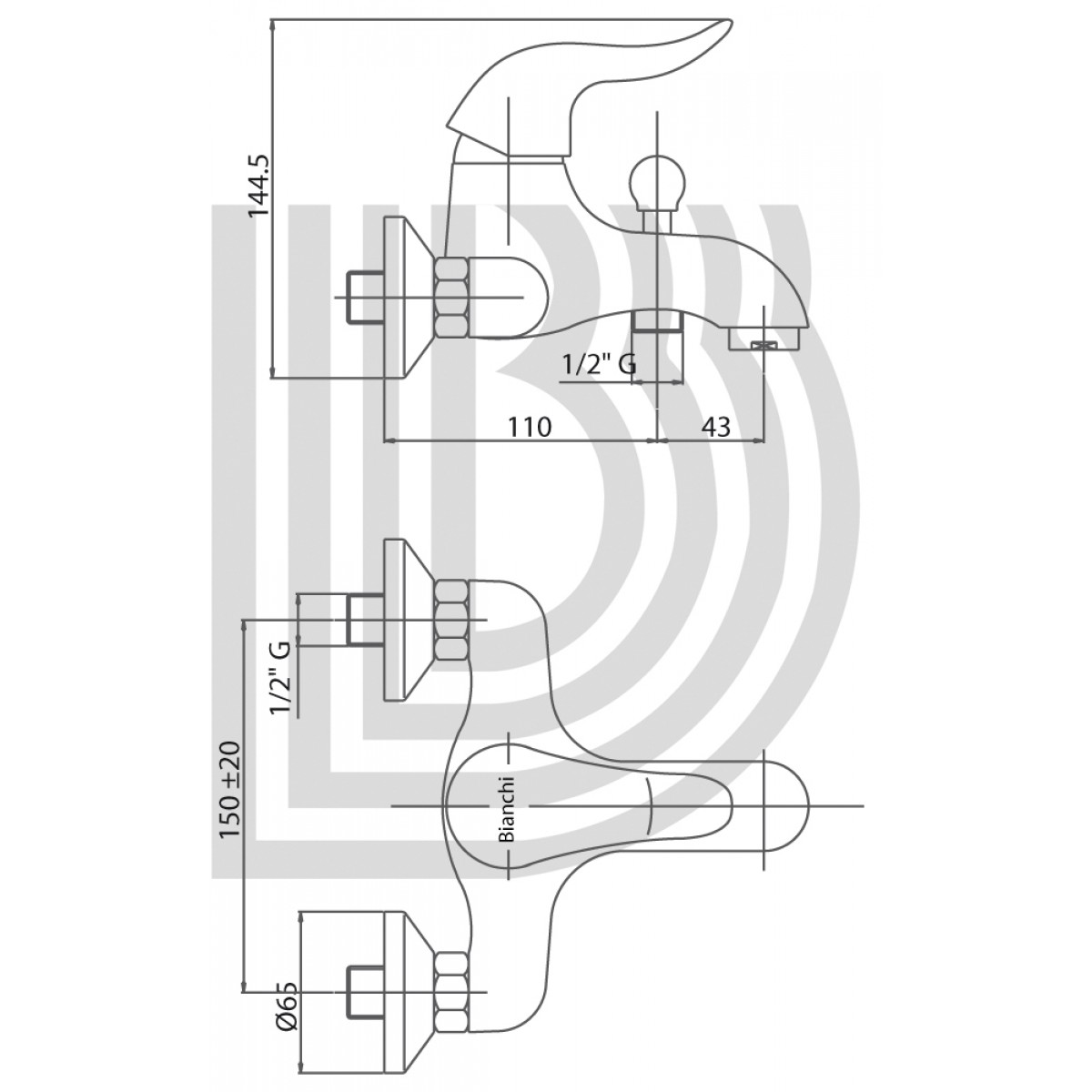 Singlelever external bath mixer without shower kit VSCALD2004SK