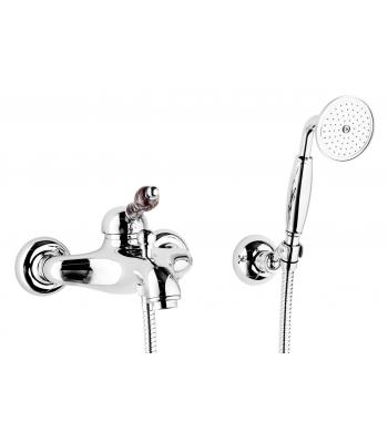 Miscelatore monocomando vasca esterno con doccia flessibile cm 150 e supporto